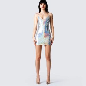 Finesse Tara Multi Sequin Mini Dress Spaghetti Straps L